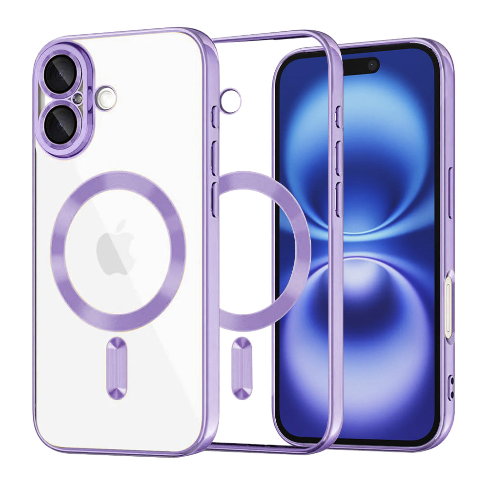 Coque MagSafe pour Apple iPhone 16, Techsuit, Luxury Crystal, Violet Clair