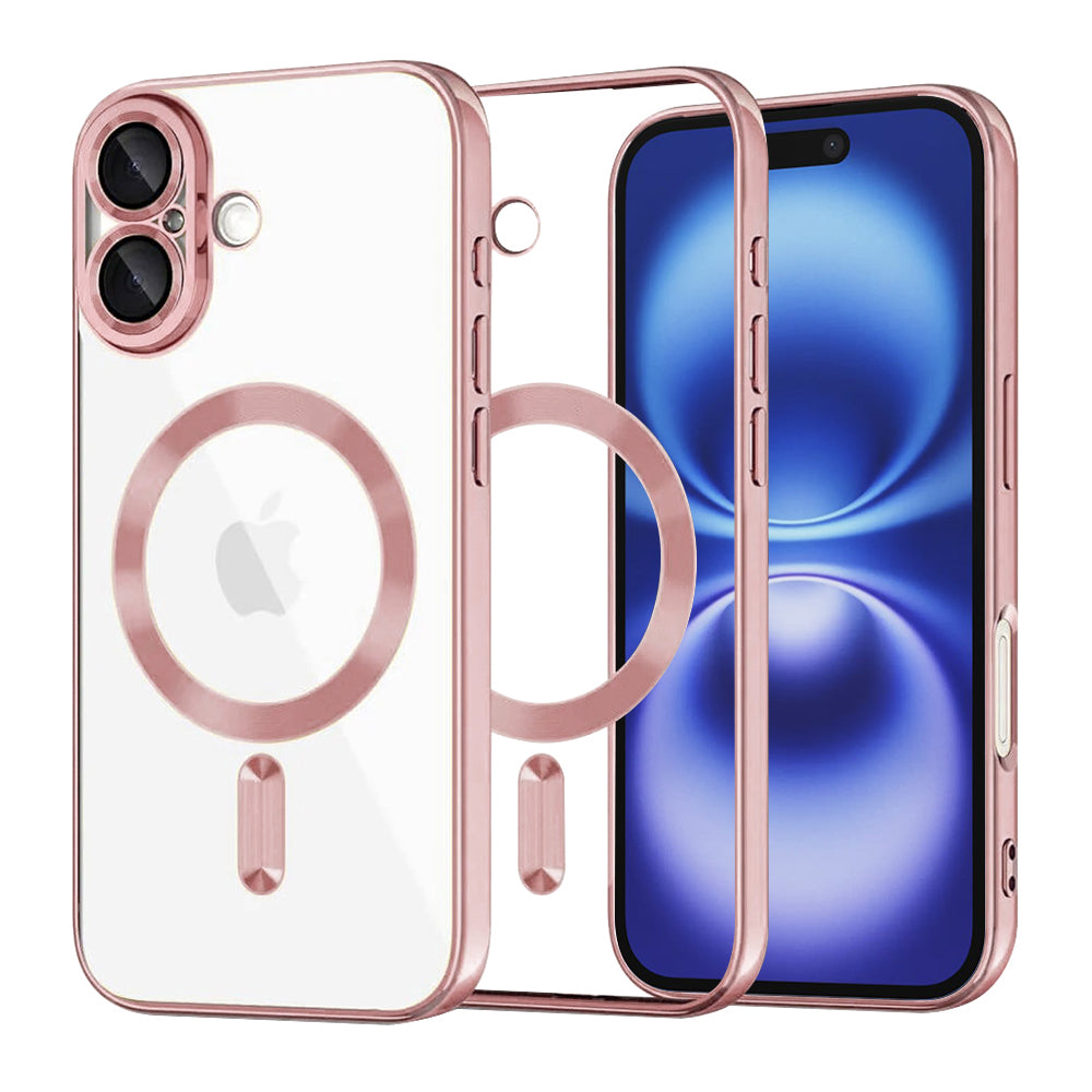 Coque MagSafe pour Apple iPhone 16, Techsuit, Luxury Crystal, Rose