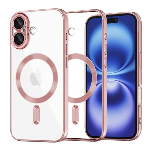 Coque MagSafe pour Apple iPhone 16, Techsuit, Luxury Crystal, Rose