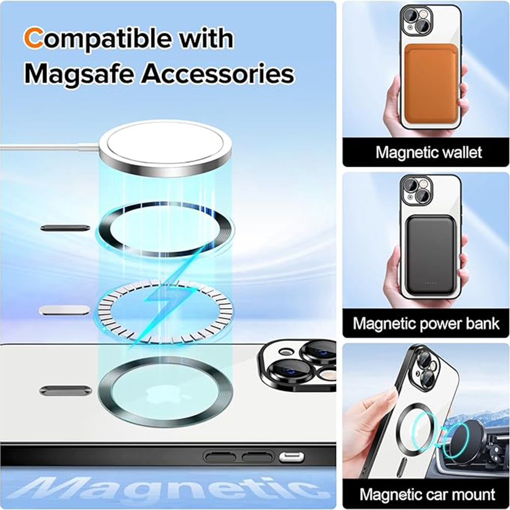 Coque MagSafe pour Apple iPhone 16, Techsuit, Luxury Crystal, Rose