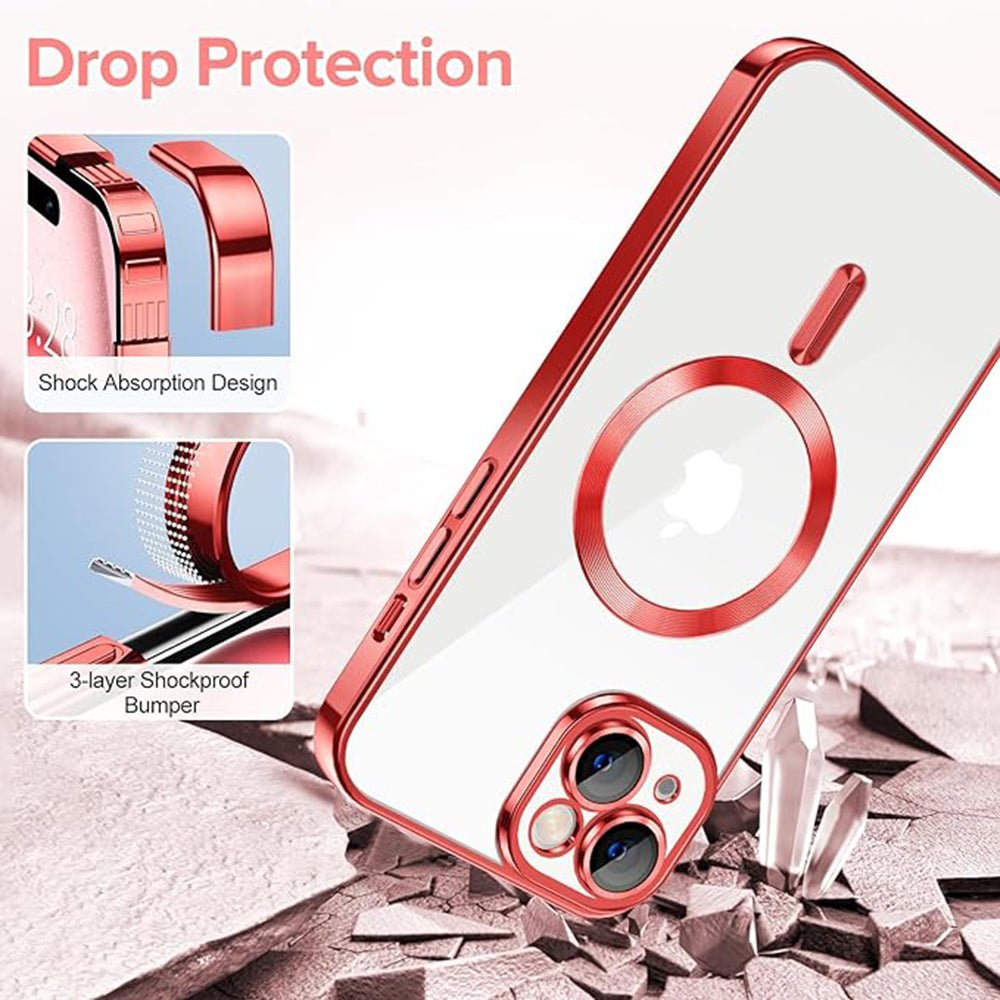 Coque MagSafe pour Apple iPhone 16, Techsuit, Luxury Crystal, Rose