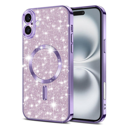 Coque MagSafe pour Apple iPhone 16, Techsuit, Luxury Glitter, Violet Clair