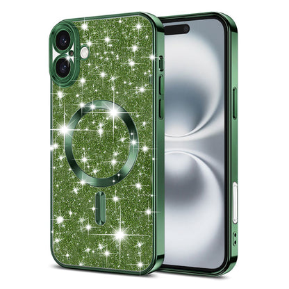 Coque MagSafe pour Apple iPhone 16, Techsuit, Luxury Glitter, Vert Foncé
