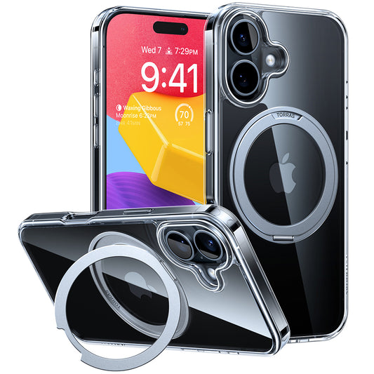 Coque MagSafe pour Apple iPhone 16, Torras, Ostand Pro, Transparente
