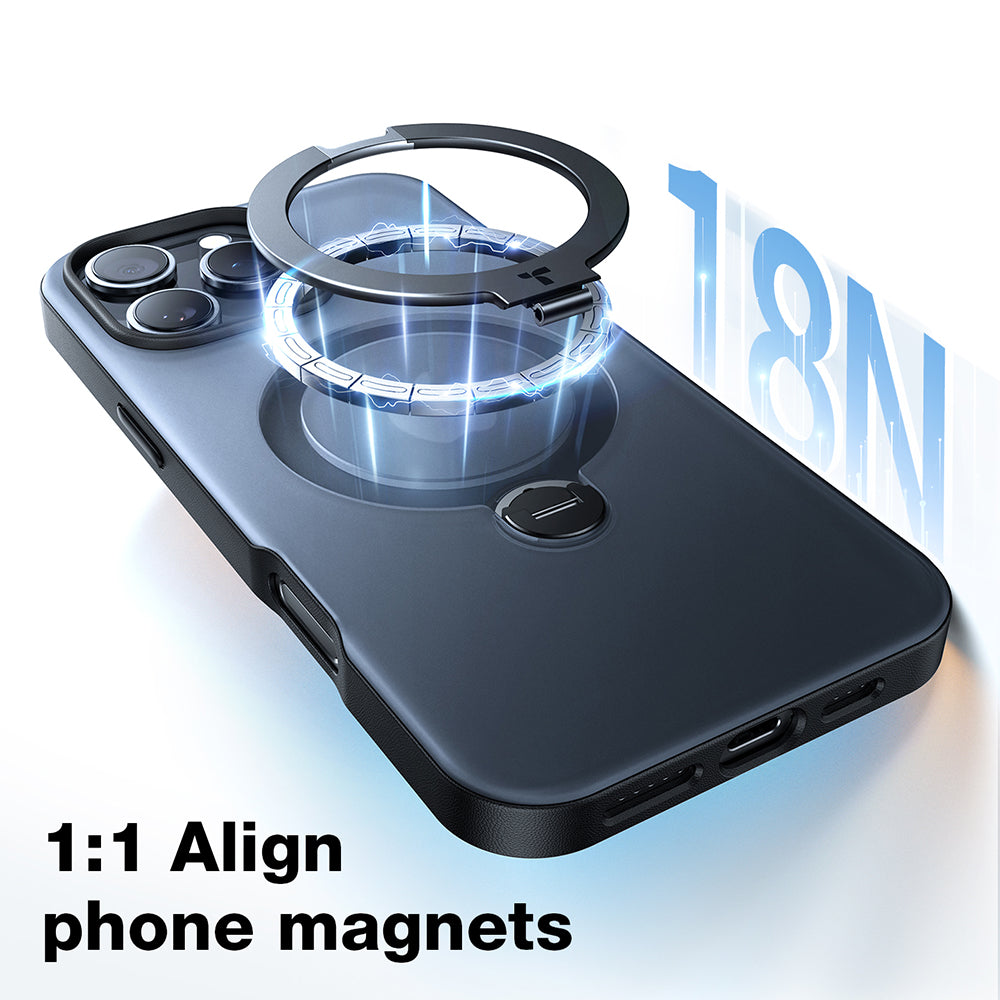 Coque MagSafe pour Apple iPhone 16, Torras, Ostand Spin, Transparente
