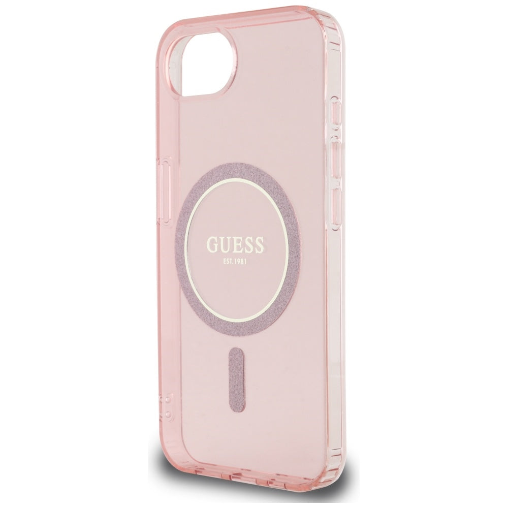Étui MagSafe pour Apple iPhone 16e, Guess, IML Glitter Circle, Rose