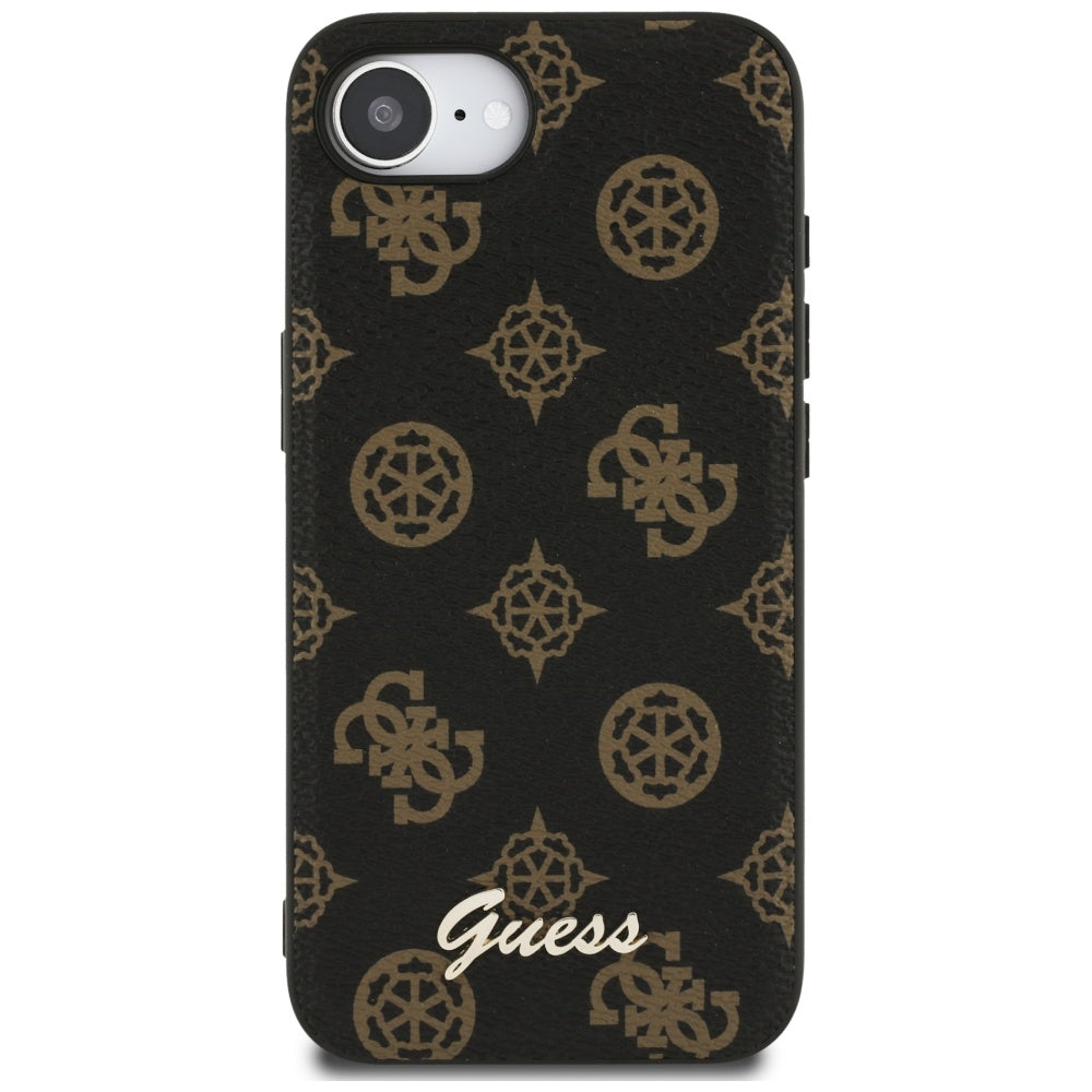 MagSafe Case for Apple iPhone 16e, Guess, Peony Script, Black