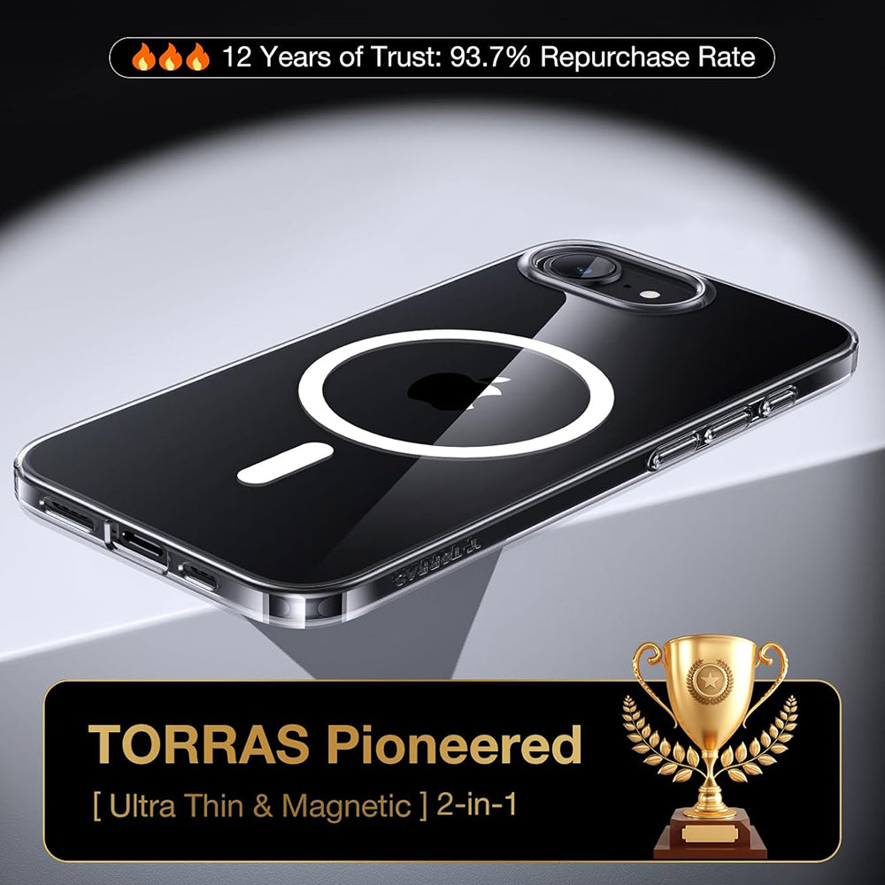 Coque MagSafe pour Apple iPhone 17e / 16e, Torras, OriginFit, Transparente