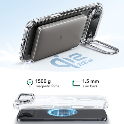 Coque MagSafe pour Apple iPhone 17 Air, ESR, Classic Hybrid Kickstand, Transparente