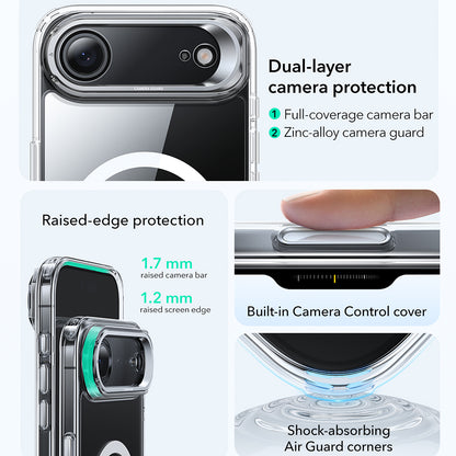 Coque MagSafe pour Apple iPhone 17 Air, ESR, Classic Hybrid Kickstand, Transparente