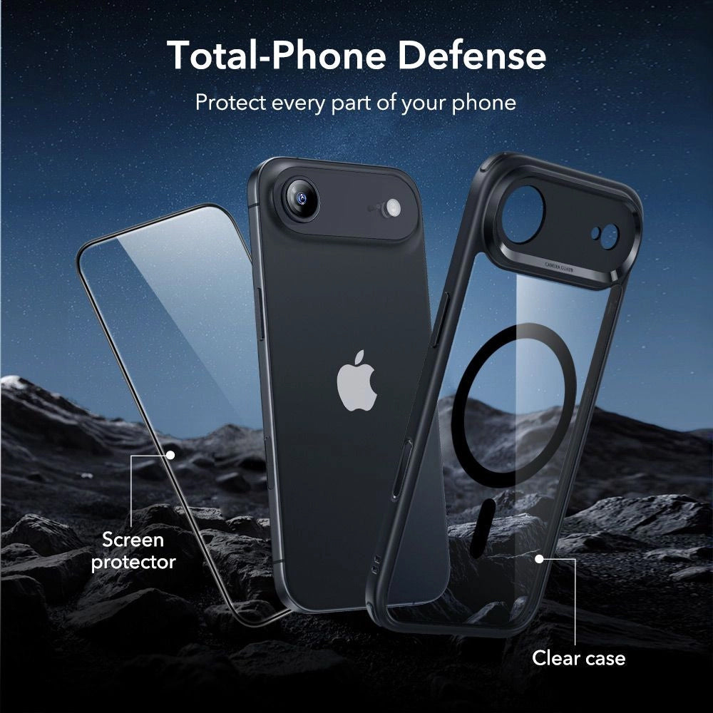 Coque MagSafe pour Apple iPhone 17 Air, ESR, Classic Hybrid avec Protecteur d'Écran, Noir Transparent
