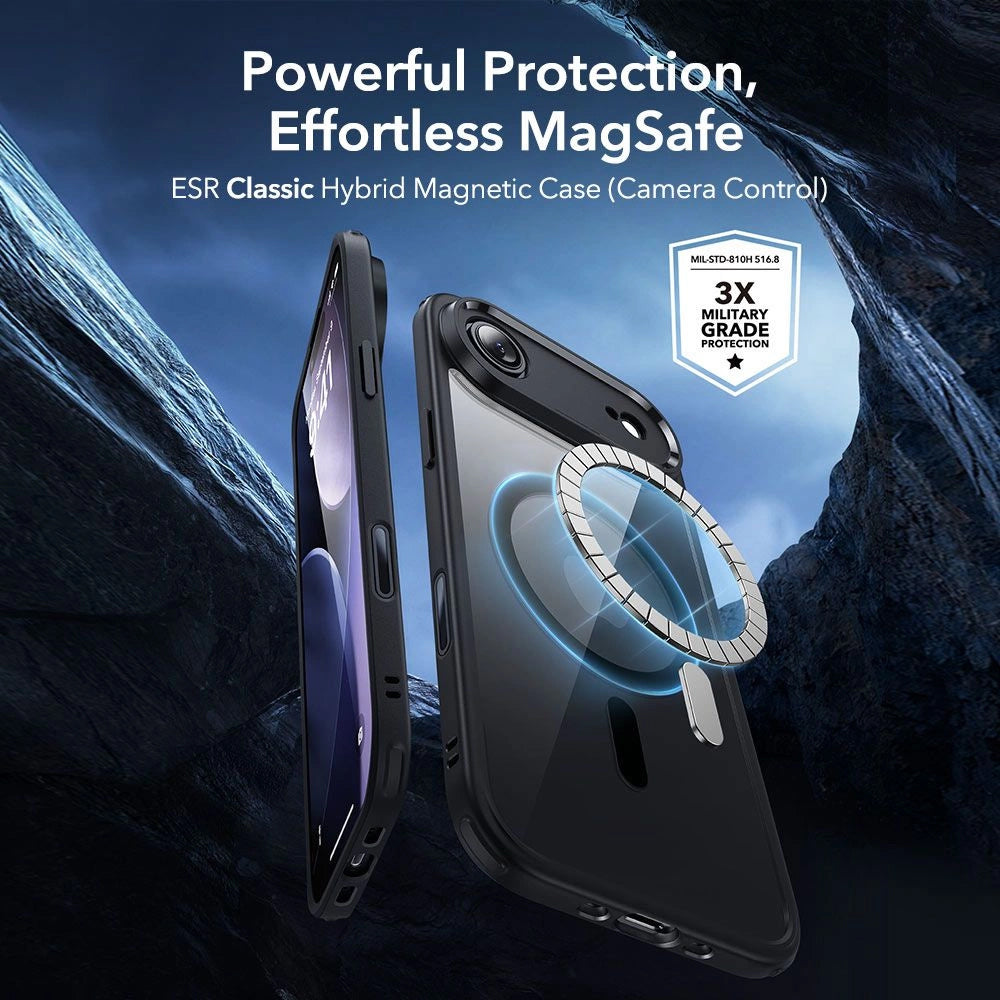 Coque MagSafe pour Apple iPhone 17 Air, ESR, Classic Hybrid avec Protecteur d'Écran, Noir Transparent