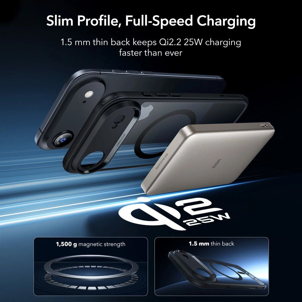 Coque MagSafe pour Apple iPhone 17 Air, ESR, Classic Hybrid avec Protecteur d'Écran, Noir Transparent