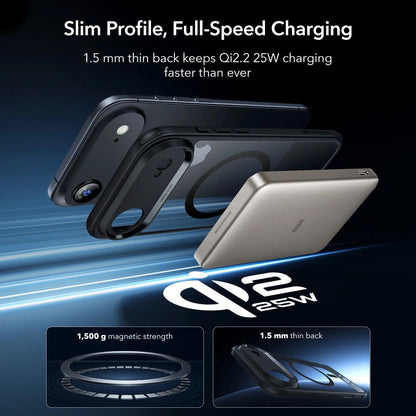 Coque MagSafe pour Apple iPhone 17 Air, ESR, Classic Hybrid avec Protecteur d'Écran, Noir Transparent