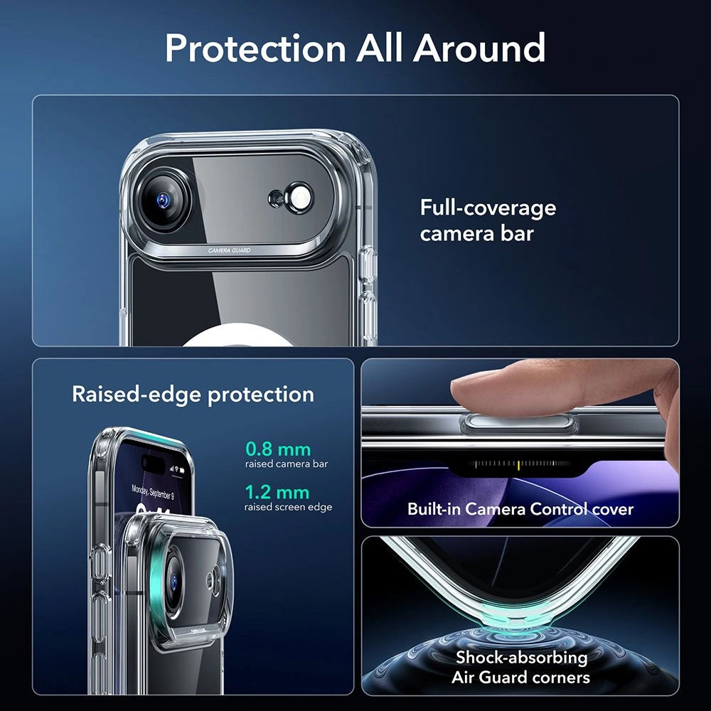 Coque MagSafe pour Apple iPhone 17 Air, ESR, Classic Hybrid avec Protecteur d'Écran, Transparente