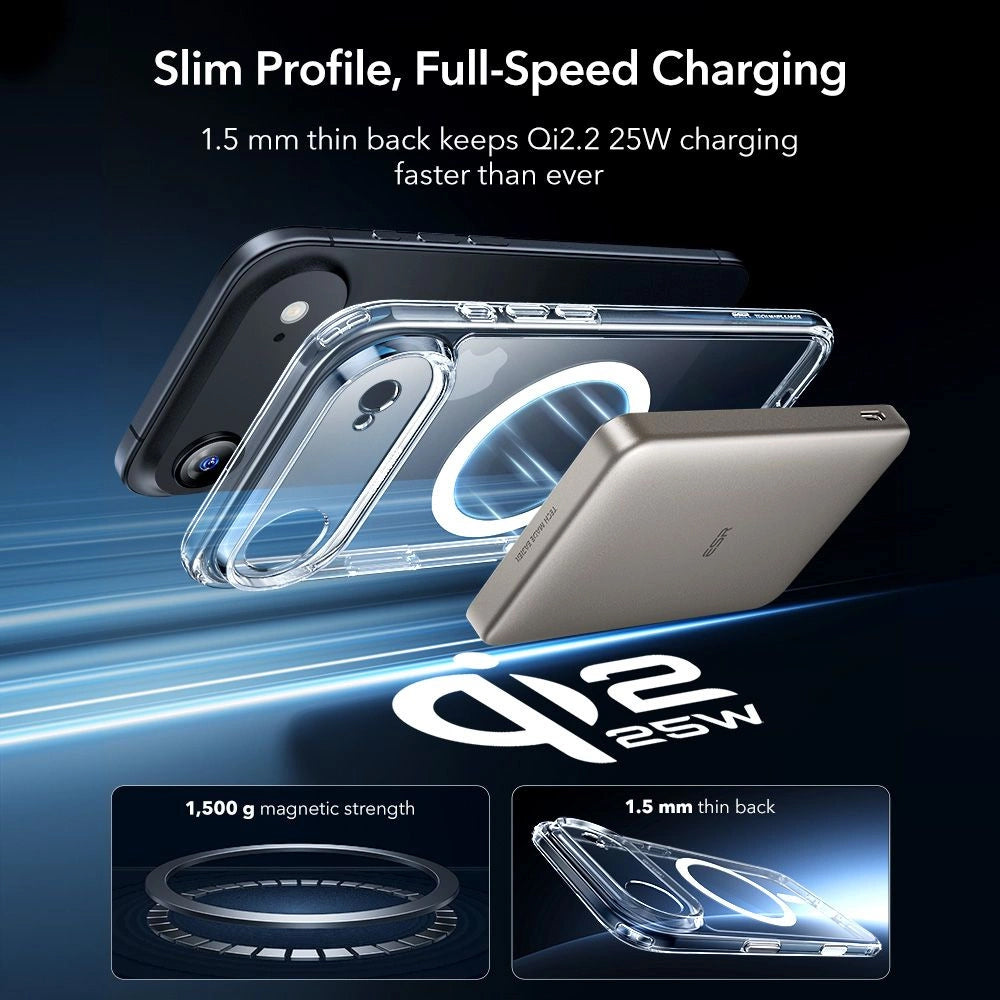 Coque MagSafe pour Apple iPhone 17 Air, ESR, Classic Hybrid avec Protecteur d'Écran, Transparente
