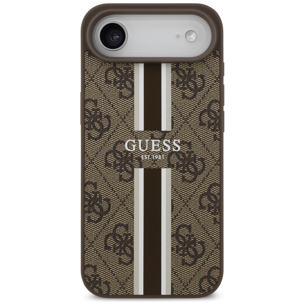 Étui MagSafe pour Apple iPhone 17 Air, Guess, 4G Printed Stripes, Marron