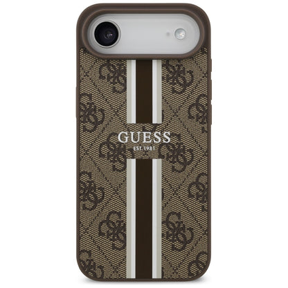 Étui MagSafe pour Apple iPhone 17 Air, Guess, 4G Printed Stripes, Marron