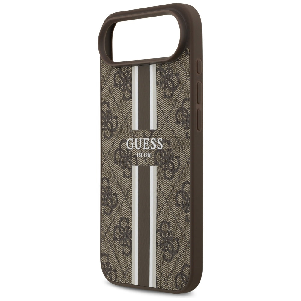Étui MagSafe pour Apple iPhone 17 Air, Guess, 4G Printed Stripes, Marron