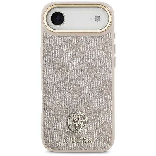 Coque MagSafe pour Apple iPhone 17 Air, Guess, Logo Strass 4G, Rose.