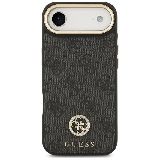 Housse MagSafe pour Apple iPhone 17 Air, Guess, 4G Strass Logo avec grande bandoulière, Noire
