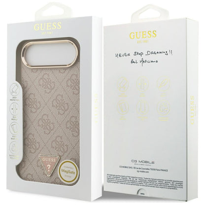 Étui MagSafe pour Apple iPhone 17 Air, Guess, logo Triangle 4G, Rose Doré