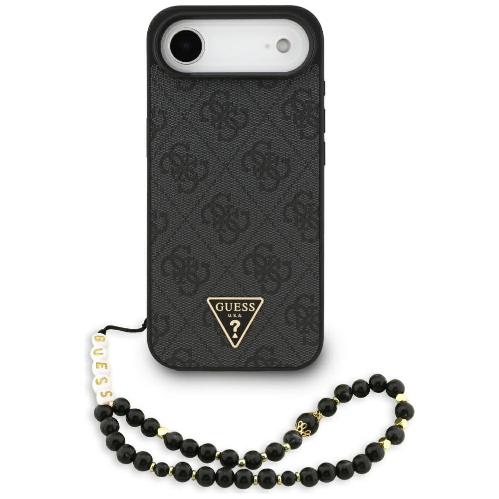 Housse MagSafe pour Apple iPhone 17 Air, Guess, logo Triangle 4G avec bandoulière, Noire