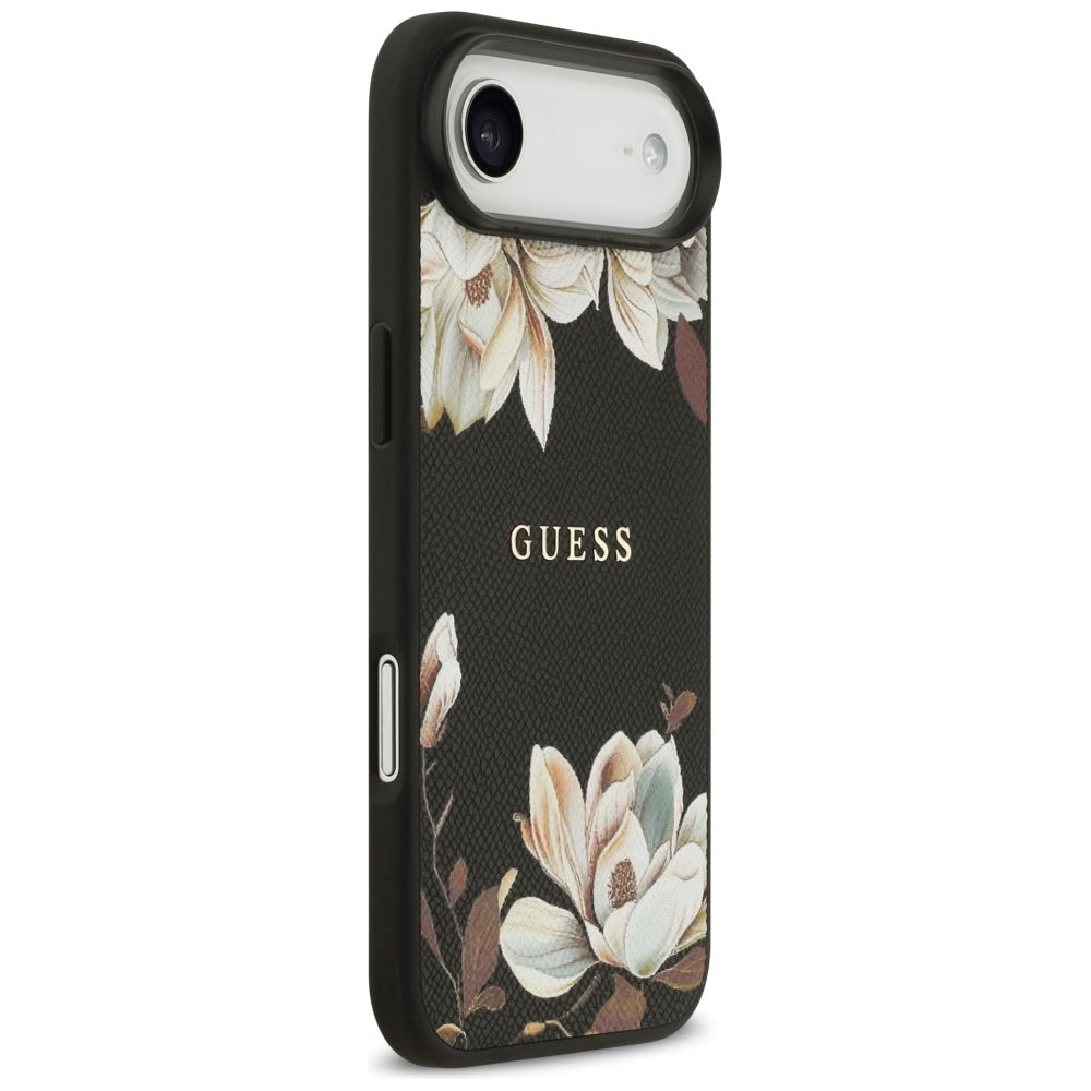 Coque MagSafe pour Apple iPhone 17 Air, Guess, Grained Flowers, Noire