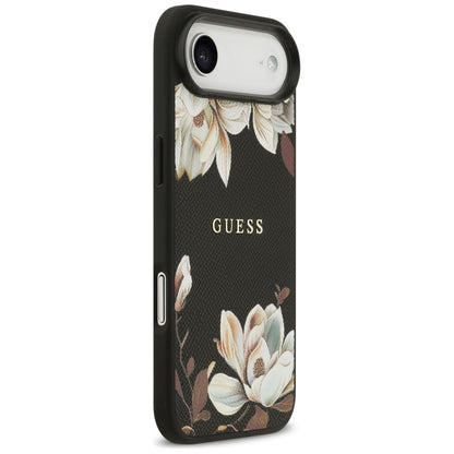 Coque MagSafe pour Apple iPhone 17 Air, Guess, Grained Flowers, Noire