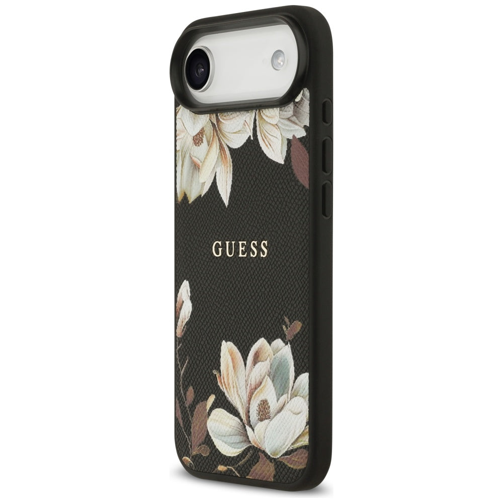 Coque MagSafe pour Apple iPhone 17 Air, Guess, Grained Flowers, Noire