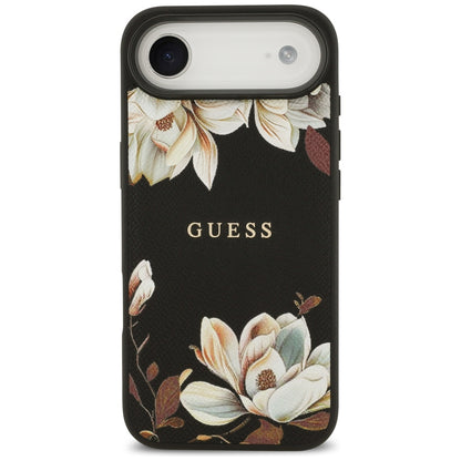 Coque MagSafe pour Apple iPhone 17 Air, Guess, Grained Flowers, Noire