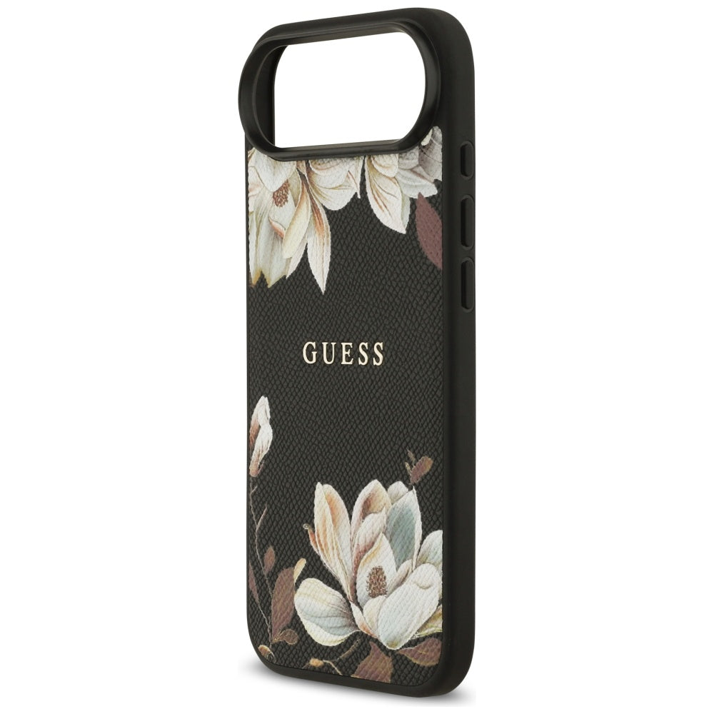 Coque MagSafe pour Apple iPhone 17 Air, Guess, Grained Flowers, Noire