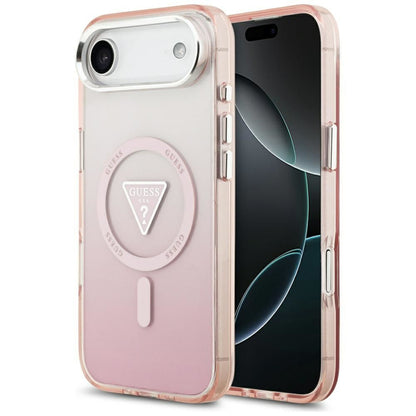 Coque MagSafe pour Apple iPhone 17 Air, Guess, logo triangle dégradé IML, Rose