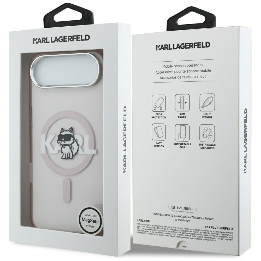 Étui MagSafe pour Apple iPhone 17 Air, Karl Lagerfeld, IML Sketch Logo Choupette, Rose