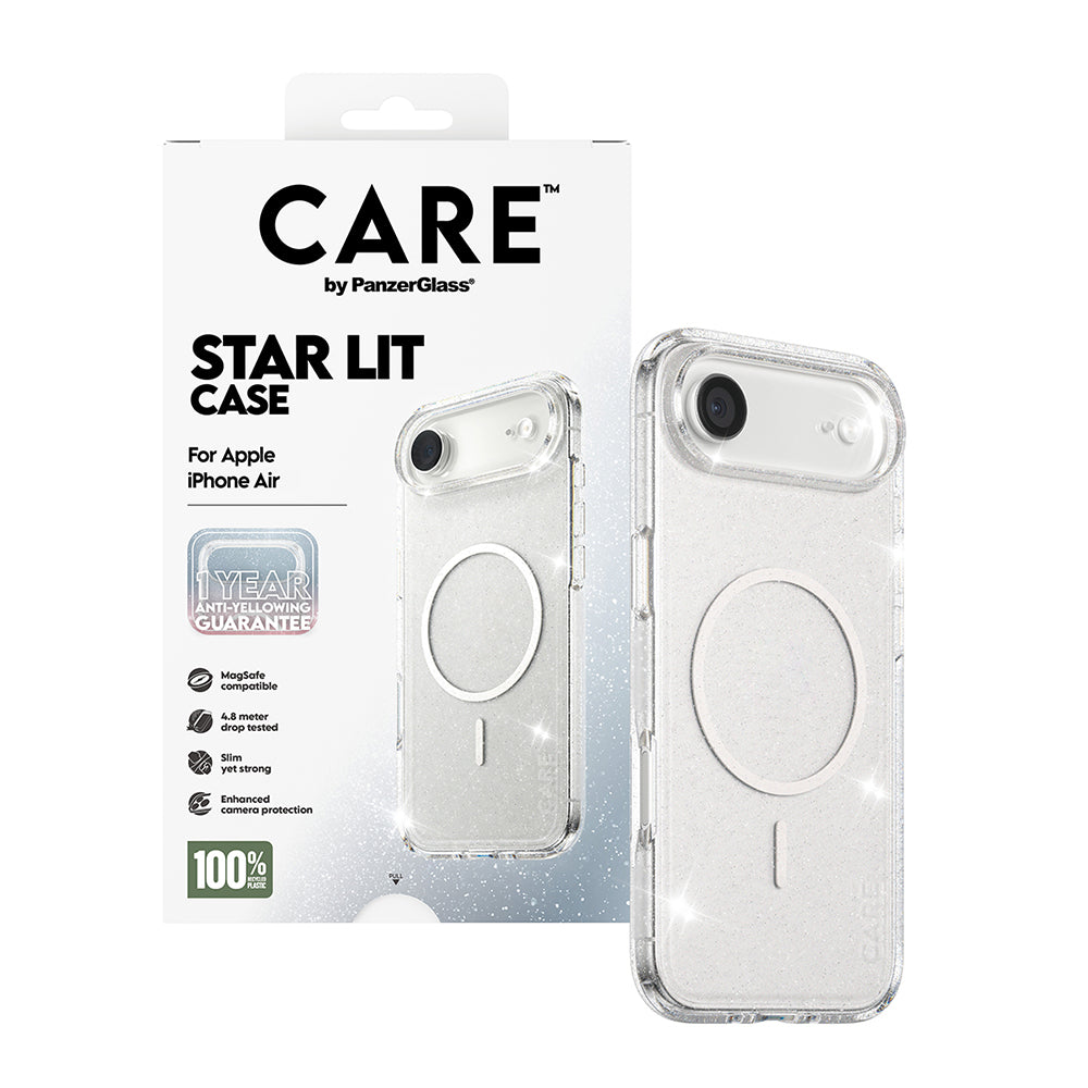 Coque MagSafe pour Apple iPhone 17 Air, PanzerGlass, Care Urban Explorer Star Lit, Transparente Blanche