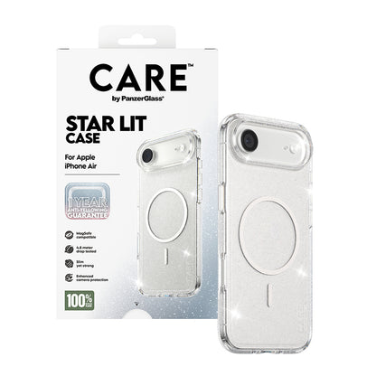 Coque MagSafe pour Apple iPhone 17 Air, PanzerGlass, Care Urban Explorer Star Lit, Transparente Blanche