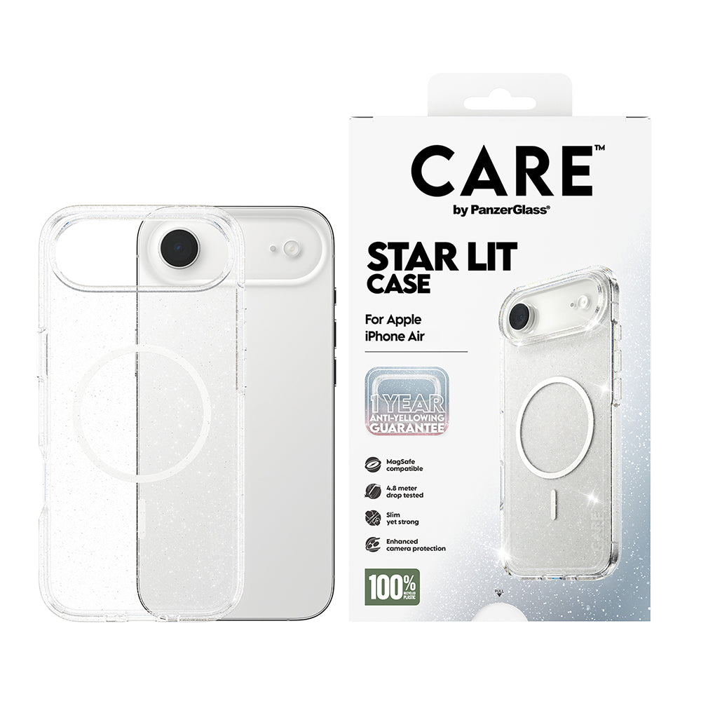 Coque MagSafe pour Apple iPhone 17 Air, PanzerGlass, Care Urban Explorer Star Lit, Transparente Blanche