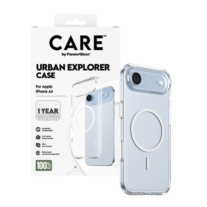 Coque MagSafe pour Apple iPhone 17 Air, PanzerGlass, Care Urban Explorer, Transparente Blanche