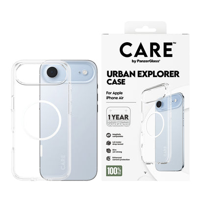 Coque MagSafe pour Apple iPhone 17 Air, PanzerGlass, Care Urban Explorer, Transparente Blanche