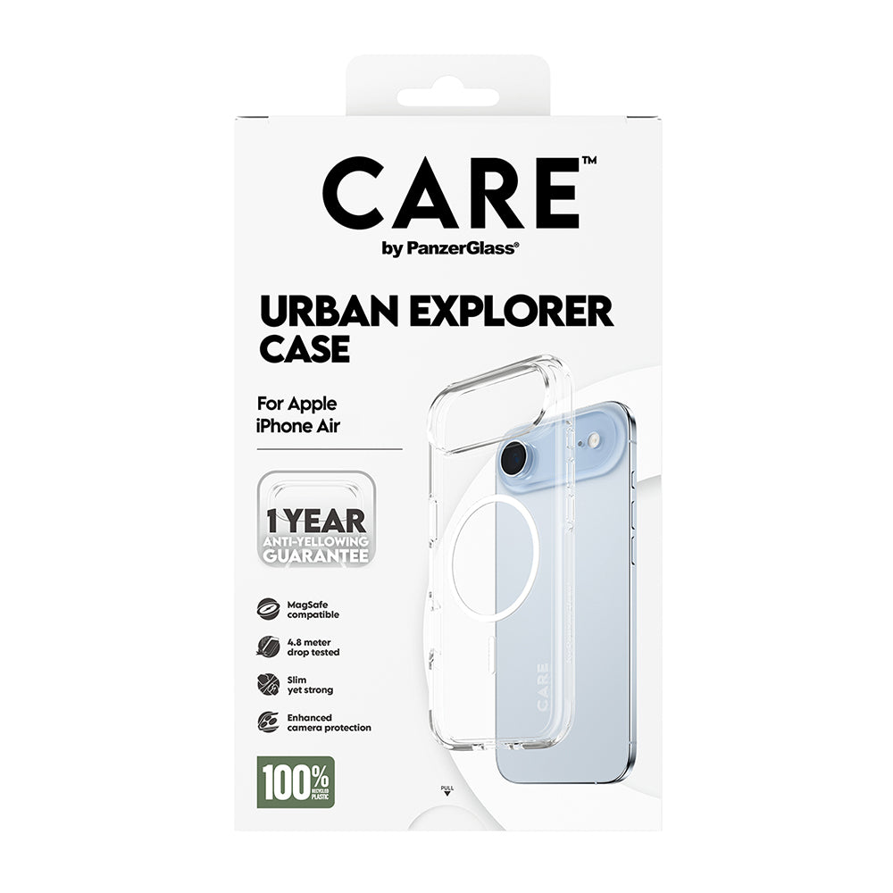 Coque MagSafe pour Apple iPhone 17 Air, PanzerGlass, Care Urban Explorer, Transparente Blanche