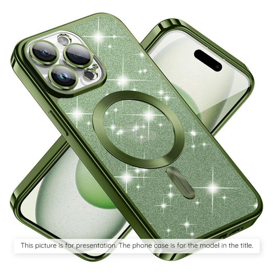 Coque MagSafe pour Apple iPhone 17 Air, Techsuit, Luxury Glitter, Vert Foncé