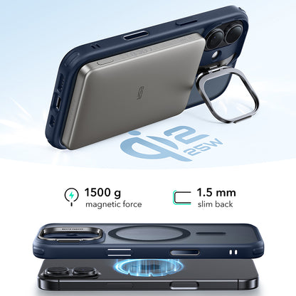 Coque MagSafe pour Apple iPhone 17, ESR, Classic Hybrid Kickstand, Bleu Satiné