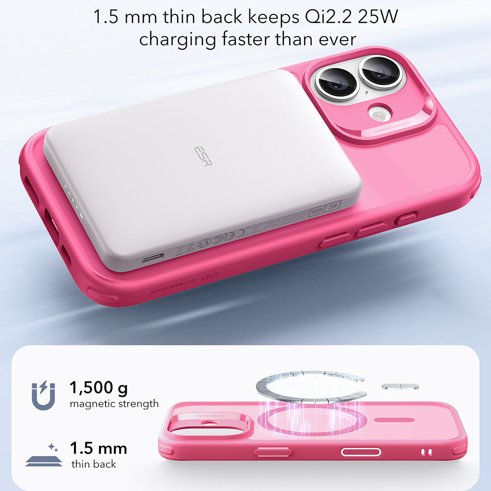 Coque MagSafe pour Apple iPhone 17, ESR, Classic Hybrid, Rose Satiné