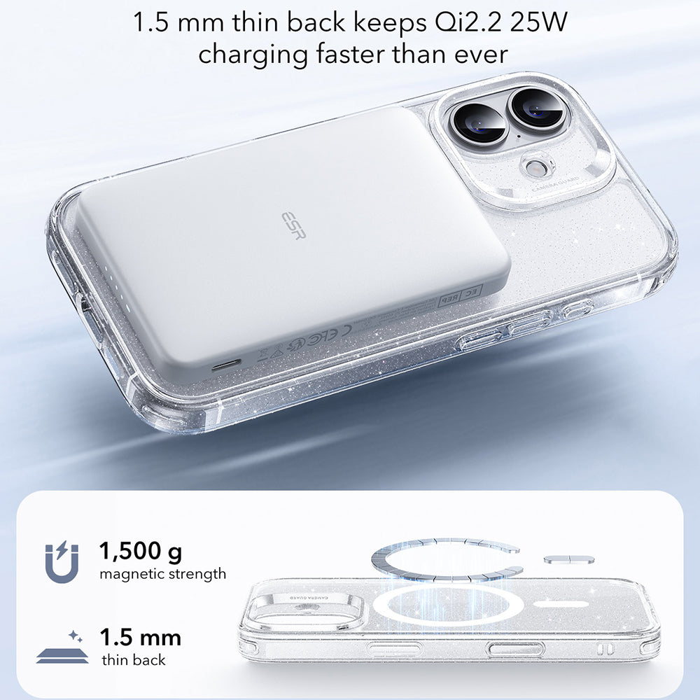 Coque MagSafe pour Apple iPhone 17, ESR, Classic Hybrid Shimmer, Transparente