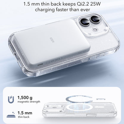 Coque MagSafe pour Apple iPhone 17, ESR, Classic Hybrid Shimmer, Transparente