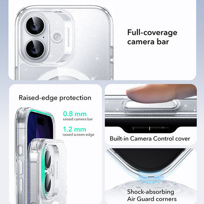Coque MagSafe pour Apple iPhone 17, ESR, Classic Hybrid Shimmer, Transparente