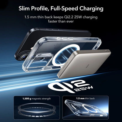 Coque MagSafe pour Apple iPhone 17, ESR, Classic Hybrid avec Protecteur d'Écran, Transparente