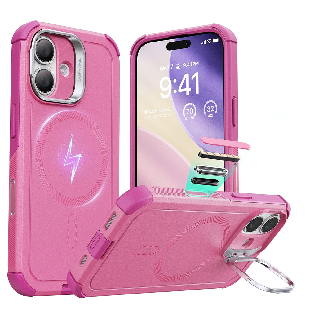 Coque MagSafe pour Apple iPhone 17, ESR, Cyber Armor Kickstand, Rose