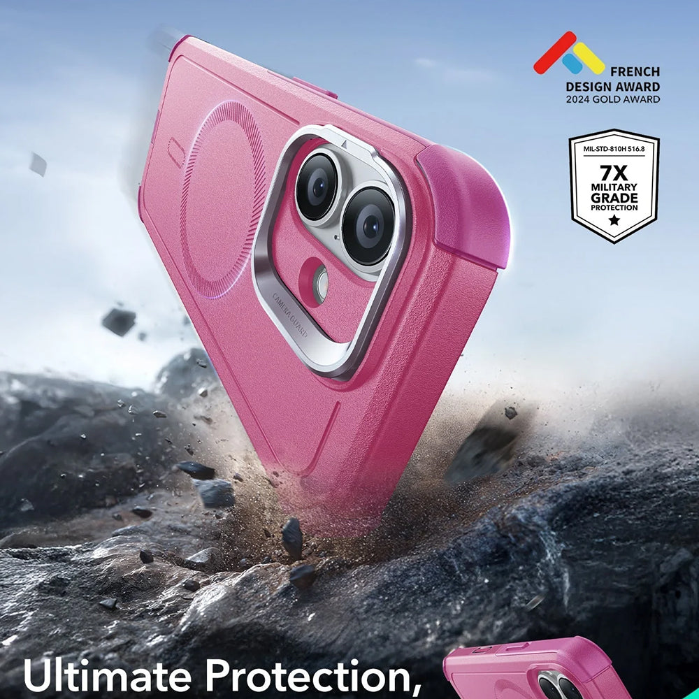 Coque MagSafe pour Apple iPhone 17, ESR, Cyber Armor Kickstand, Rose