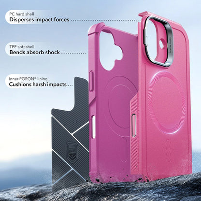 Coque MagSafe pour Apple iPhone 17, ESR, Cyber Armor Kickstand, Rose